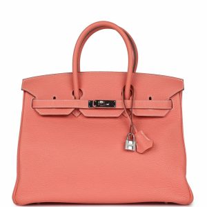 Birkin Hermes pink in Crevette Clemence leather
