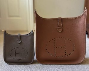 Side-by-side comparison of Hermès Evelyne Mini and Evelyne 29