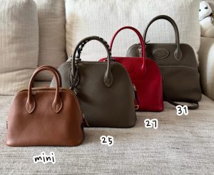 A size comparison of different Hermès Bolide bags