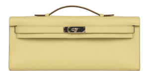 Kelly Cut Hermes bag in elegant pale yellow Epsom leather