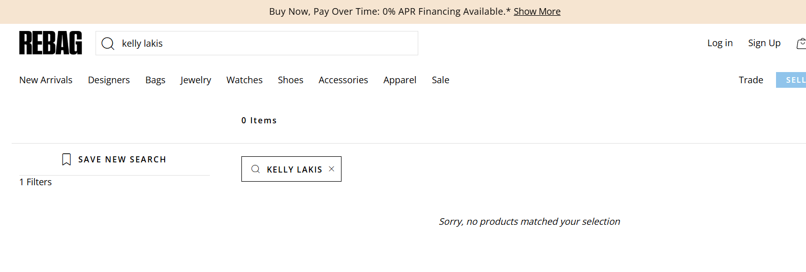 No results found for Kelly Lakis on Rebag