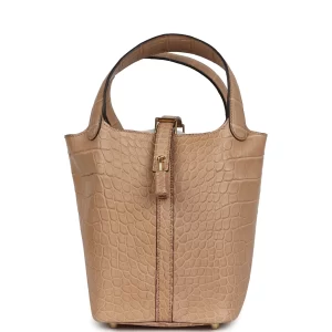 Hermès Picotin Lock 18 Chai Matte Alligator Gold Hardware