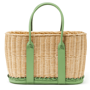 Hermès Garden Party Picnic Bag made of wicker and green Swift leather