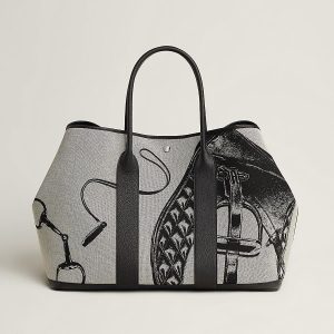 Hermès Garden Party bag in Toile H Plume canvas with leather trim